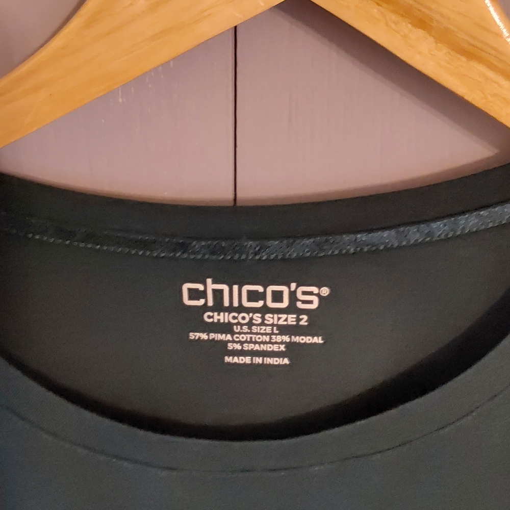 Chico's Deep Teal Long Sleeve Top - Picture 2 of 3